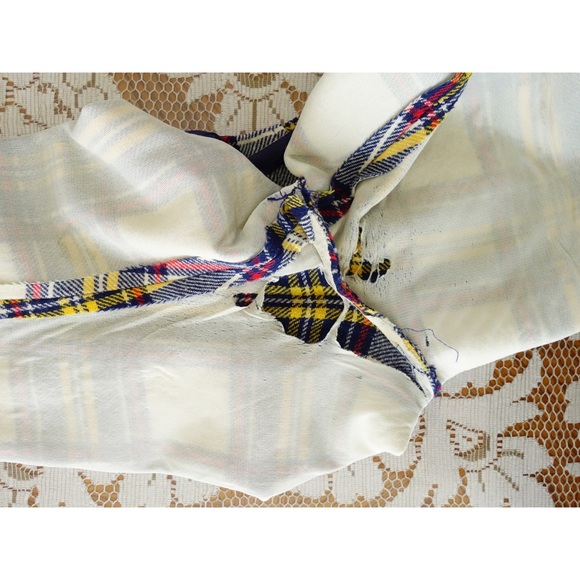 Vintage 60s Cream Blue Yellow Red Plaid Pants sz M - Picture 6 of 6